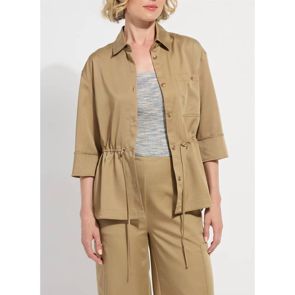 NEW LYSSE june safari overshirt in raw umber